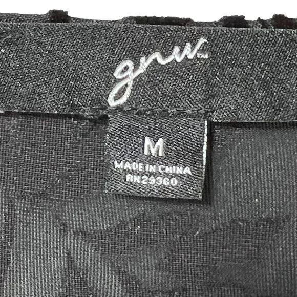 Velvet Floral Burnout Asymmetric Tunic NWT Cut Out Long Sleeve Black Sheer Med - Picture 5 of 10